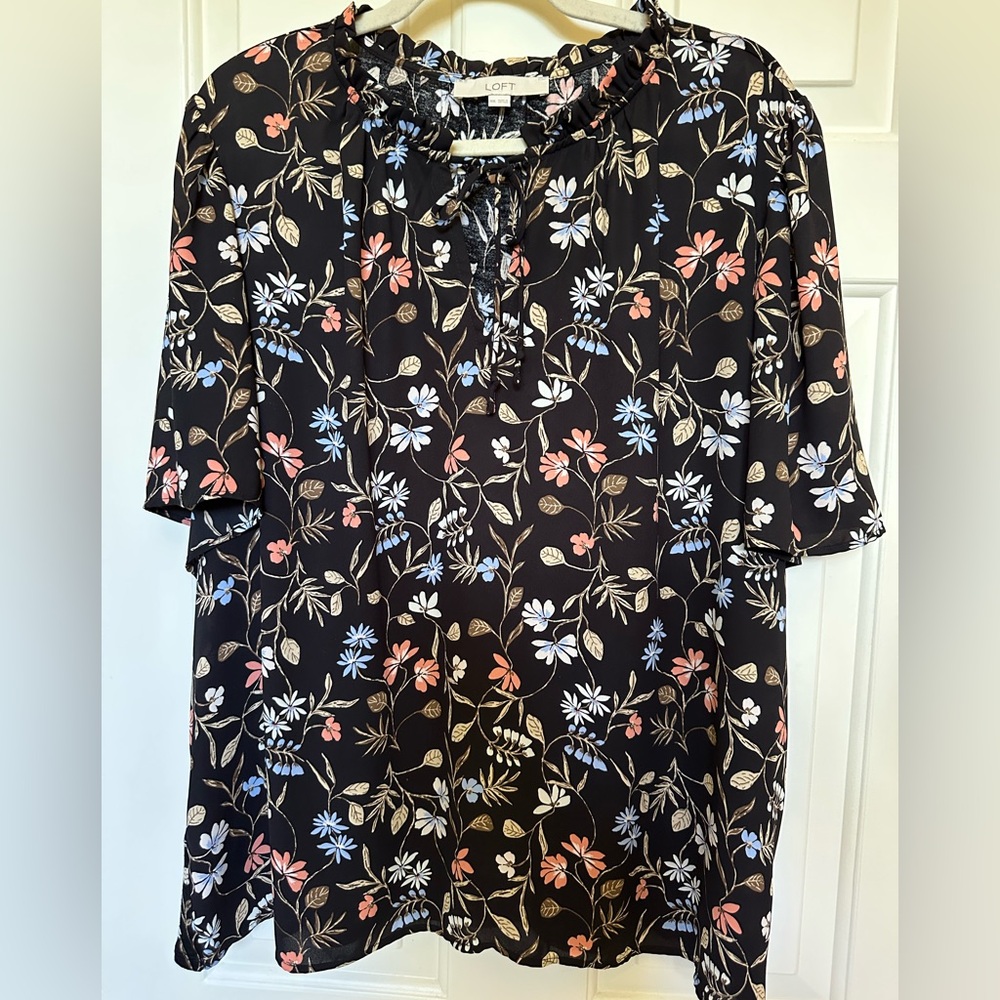 Loft Floral Black Blouse